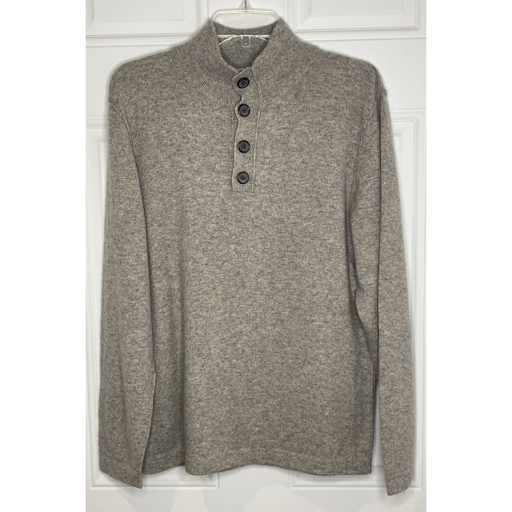 Daniel Bishop Men's Medium Gray Soft 100% Cashmere Sweater 4 Button Long Sleeve